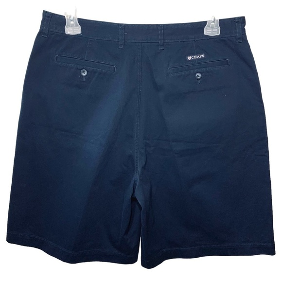 CHAPS Navy Blue Classic Bermuda Shorts Cotton Flat Front 9" Inseam Cotton Sz 36 - Picture 2 of 9